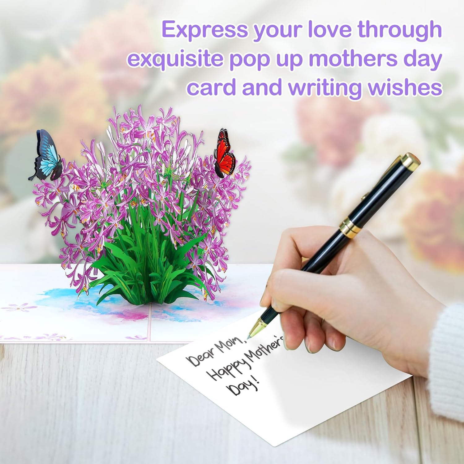 Flower Birthday Cards for Women - 3D Paper Flower Pop Up Card for Anniversary, Get Well, Thank You, Just Because, All Occasions, Gift for Mom Daughter Wife Grandma - Image 3