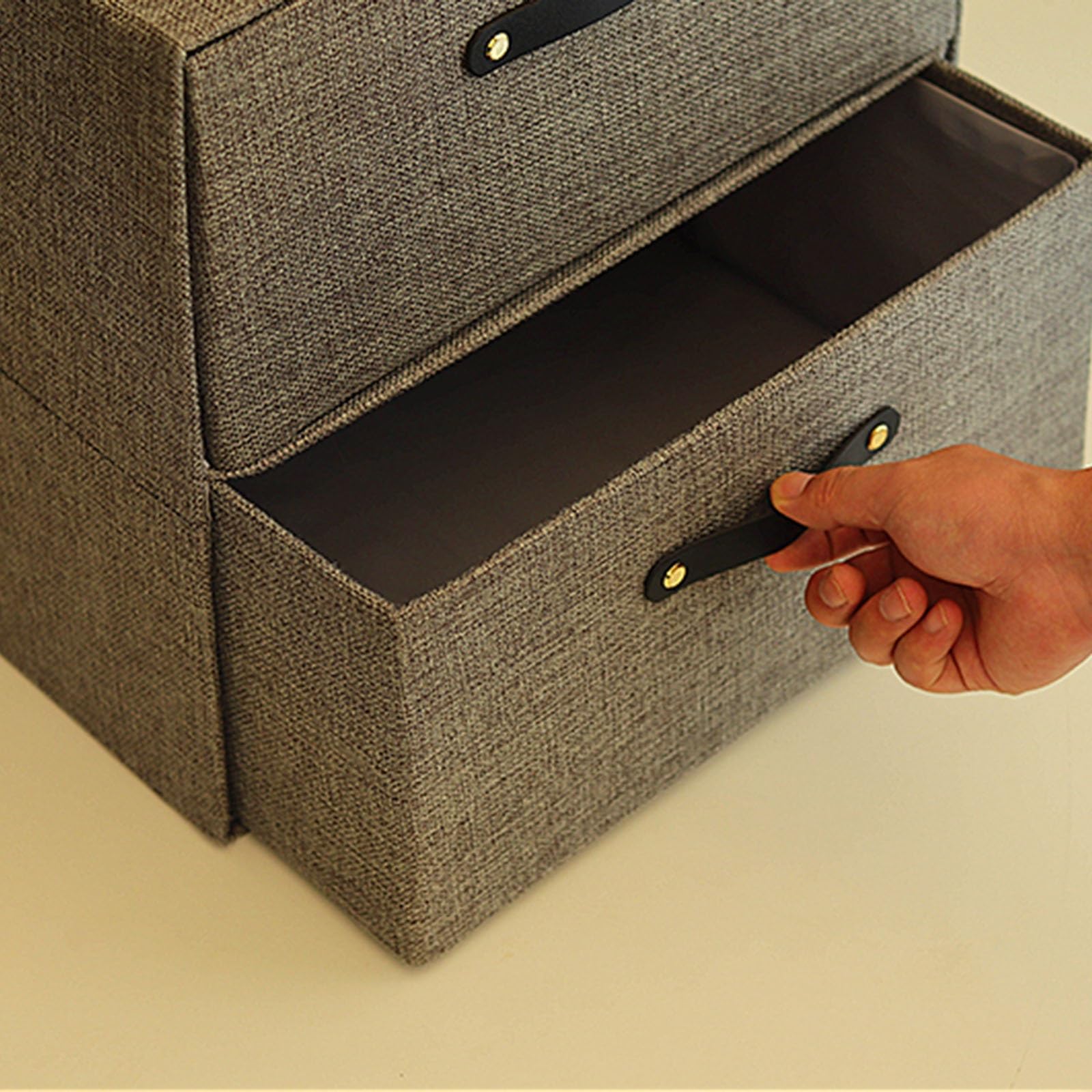 Caja de almacenamiento de tela de doble capa – Soporte tipo cajón para ropa interior y calcetines para armario, 30 x 30 x 30 cm (amarillo/marrón) – ideal para la nización del armario