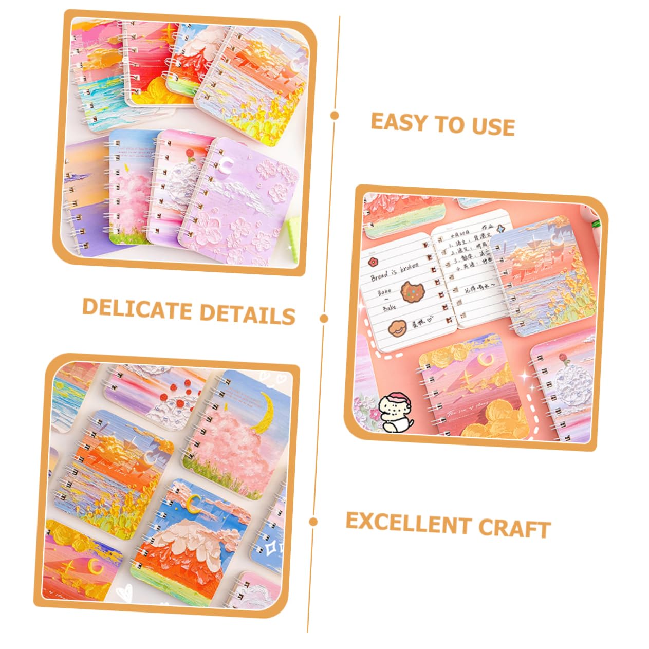 Housoutil 4 Pezzi Quaderni Spirale Colorati per Studenti e Teenager Taccuini per Pianificazione Casual Confezione