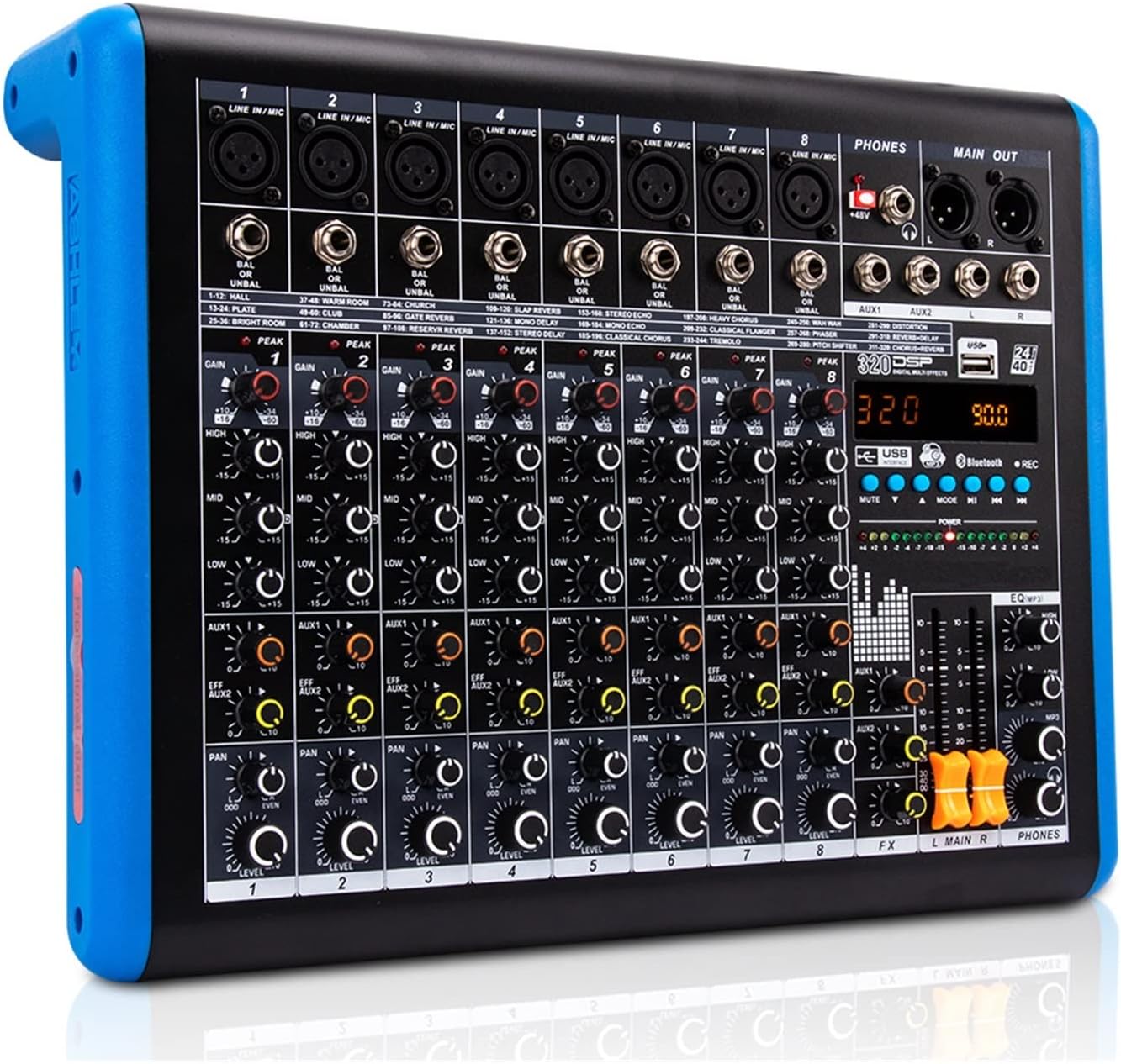PC Audio Mixer, DIY Sound Mixer Professional 8channel Digital Mixer