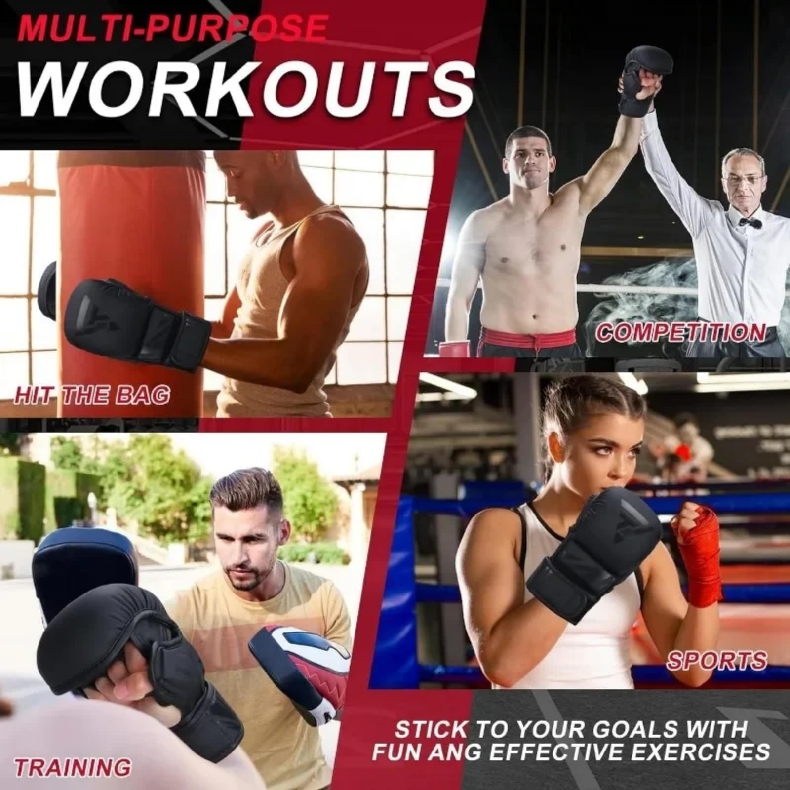 Fasce interne in gel da boxe per uomo e donna, con fascia da polso lunga, guanti imbottiti elasticizzati, per Muay Thai, MMA, kickboxing, arti marziali, taekwondo, sacco da boxe