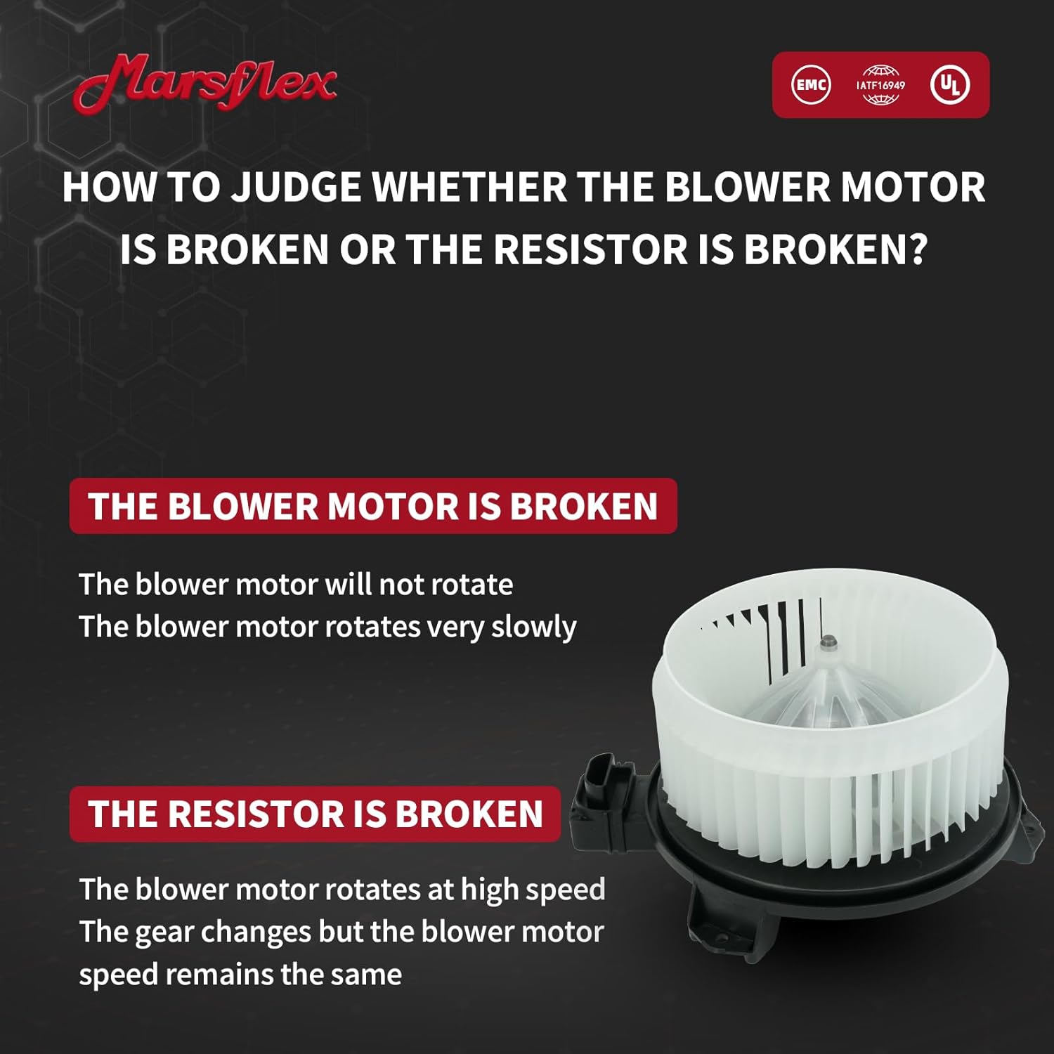 Marsflex Front Blower Motor 700194 for 2006-2011 Honda Civic, 2007-2010 Jeep Wrangler, 2008 2009 Automotive Replacement Blower Motor Fan OE: 79310-SNA-A01, 79310-SNA-A02, 68004195AA