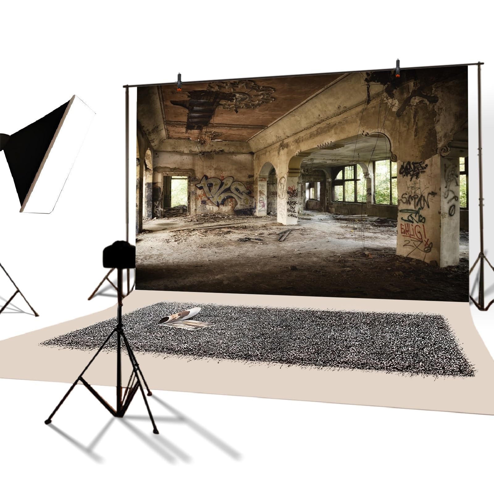 YongFoto 2,2x1,5m Vinilo Fondo de Fotografia Astronave Interior Grunge con Vista en Exoplanet Telón de Fondo Photo Booth Infantil Party Banner Niños Photo Studio Props — view 37