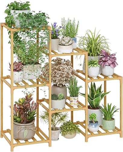 Miniatura 65 de Bamworld - Soporte grande de maderas para plantas de exterior, macetero grande para sala de estar, patio, balcón y jardín