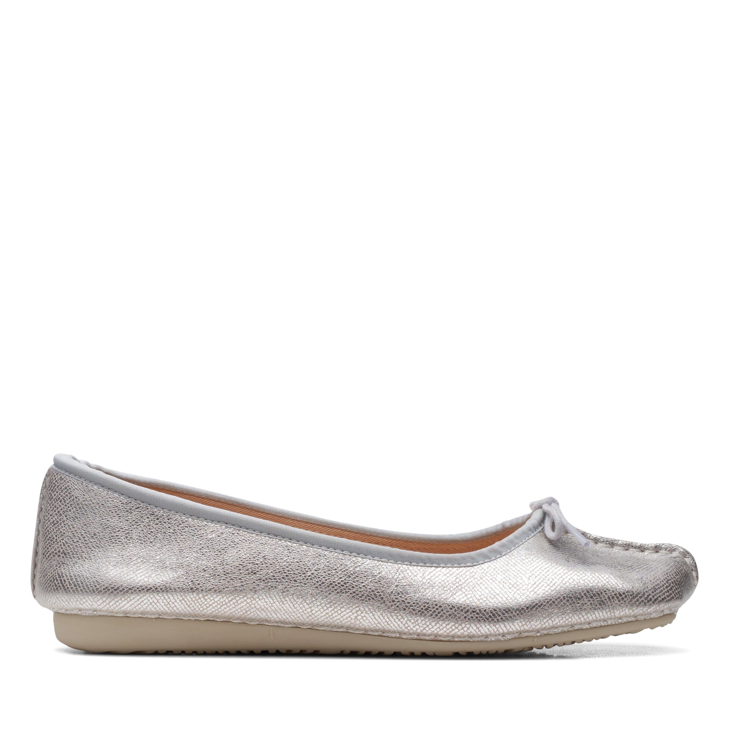 Clarks Damen Freckle Ice Ballerinas, Silberfarben metallisch, 39 EU
