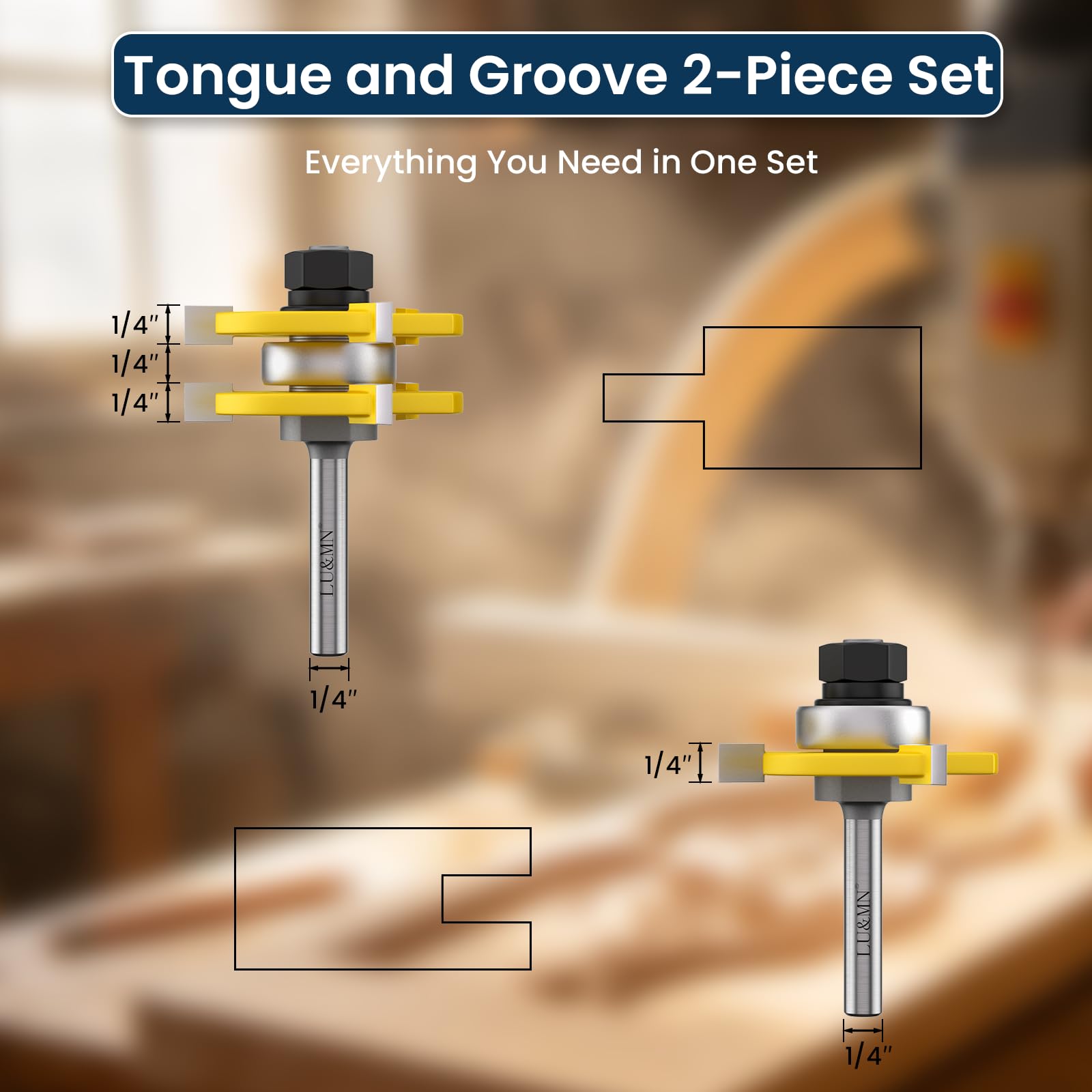 LU&MN Tongue Groove Router Bits - 2 PCS -2