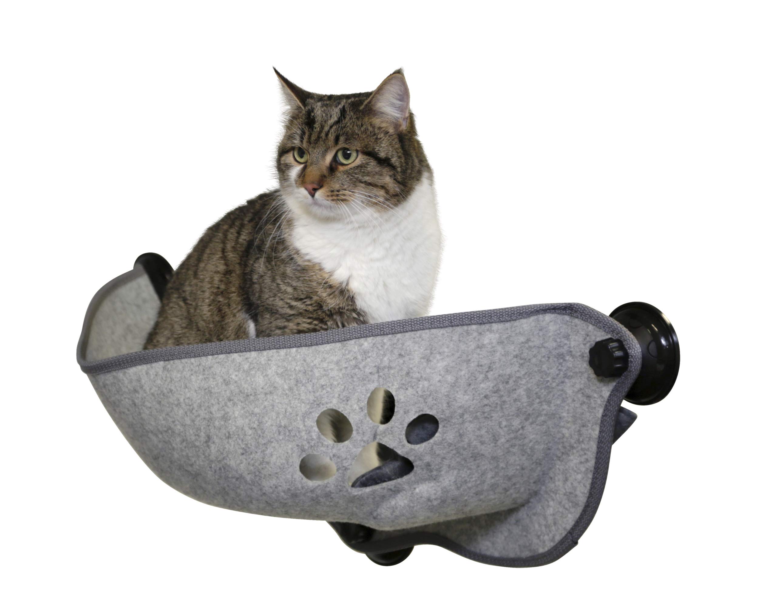 Kerbl Pet Panier pour fenêtre Filzino, Gris, 70x26x26cm, Feutre, Polyester, Plastique, Chats, Coussin intérieur Amovible