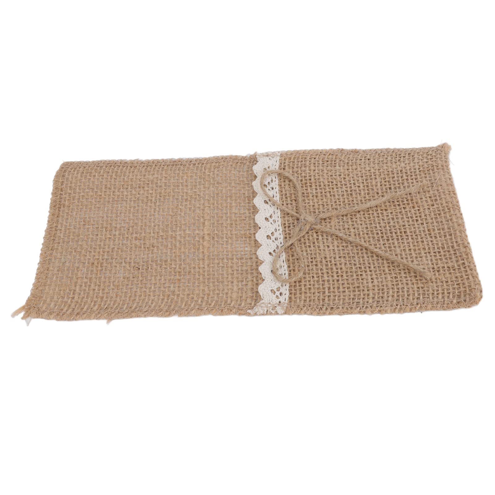 Porte Couverts De Table Sacs à Couverts Jute Dentelle - Lot De 24 - 21x11cm - Décoration Table Mariage/fête Accessoire Fête Dentelle