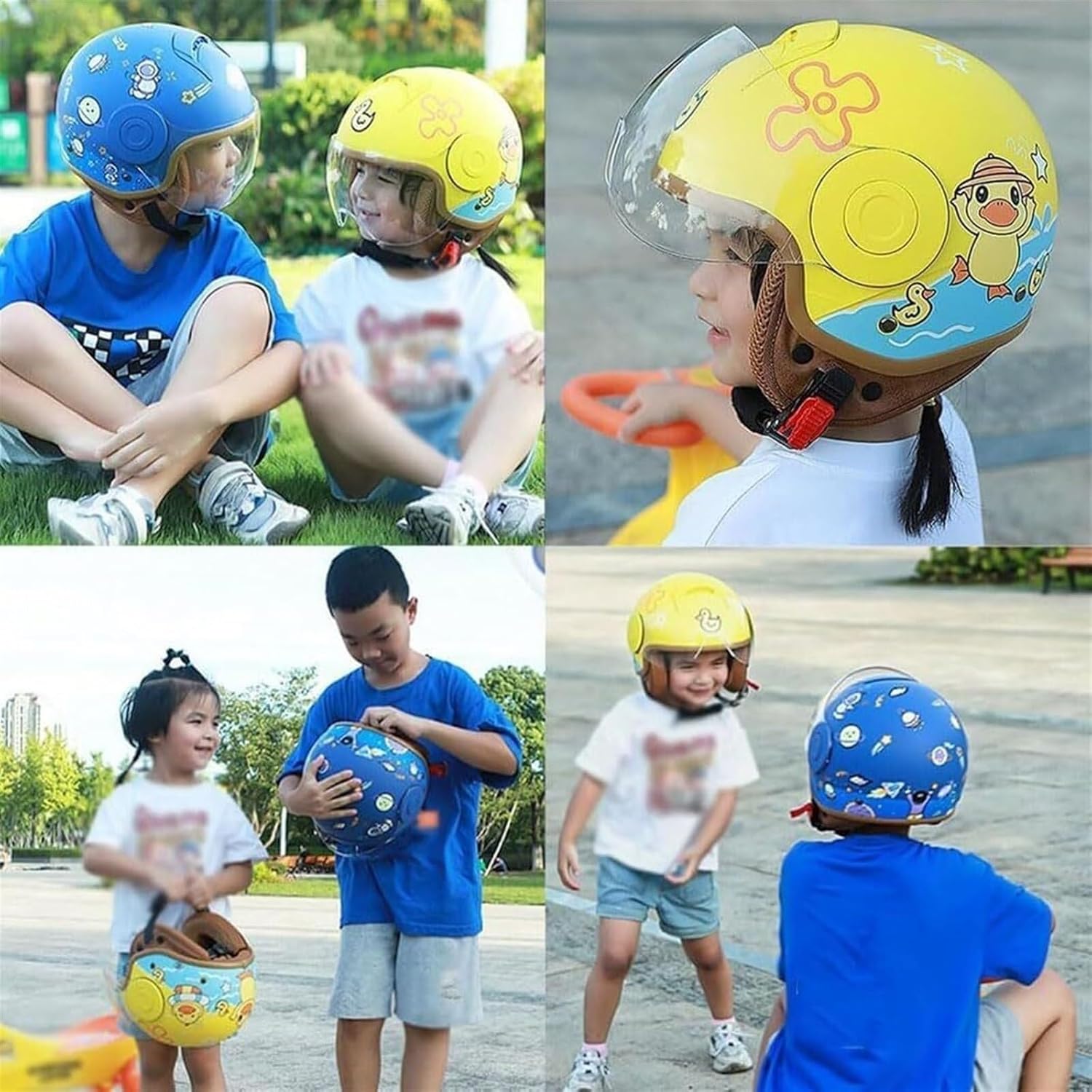 Kids Motorcycle Half Helmet,DOT Approved Child Boys Girls Open Face Four Wheeler Helmet with Visor,Youth Street Electric Moped ATV Helmets for Scooter Dirt-Bike Go-Kart