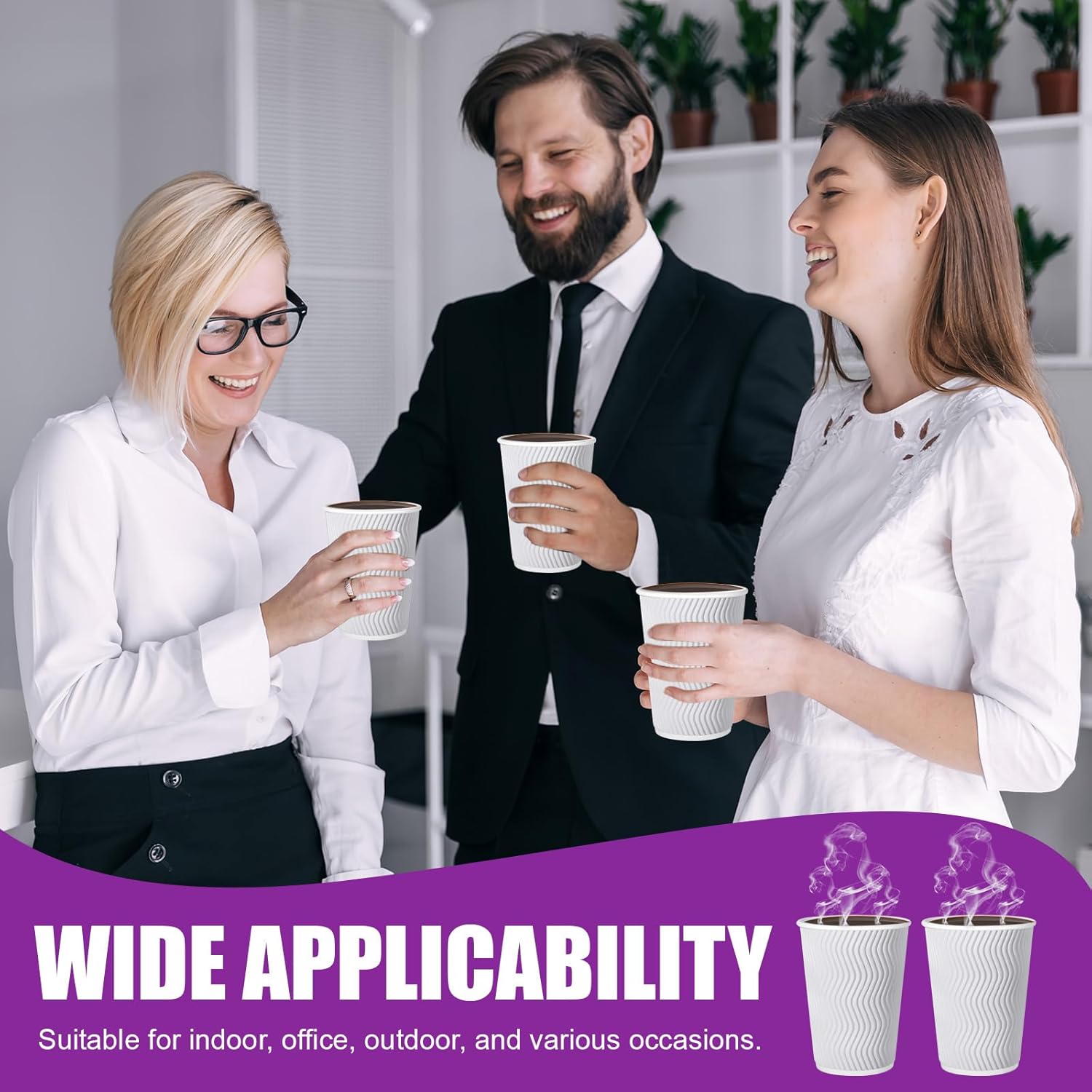 120 Pack Paper Coffee Cups, 12 oz Disposable Coffee Cups,Corrugated Insulated Ripple Wall, Paper Ripple Cups for Coffee, Hot Chocolate and Hot Tea Drinks - White
