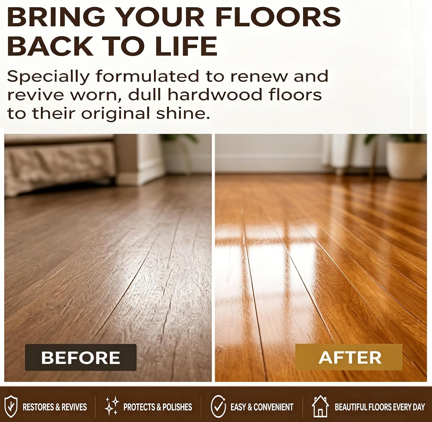 Professional Wood Floor Restorer, Household Floor Revive, 150ml Renewal Cleaner, Wood Floor Restorer & Polish for Hardwood Floors, All Types of Flooring (1pc)