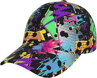 Funny Graffiti Hats Colorful Graffiti Baseball Cap Adjustable Snapback Trucker Hat for Women Men