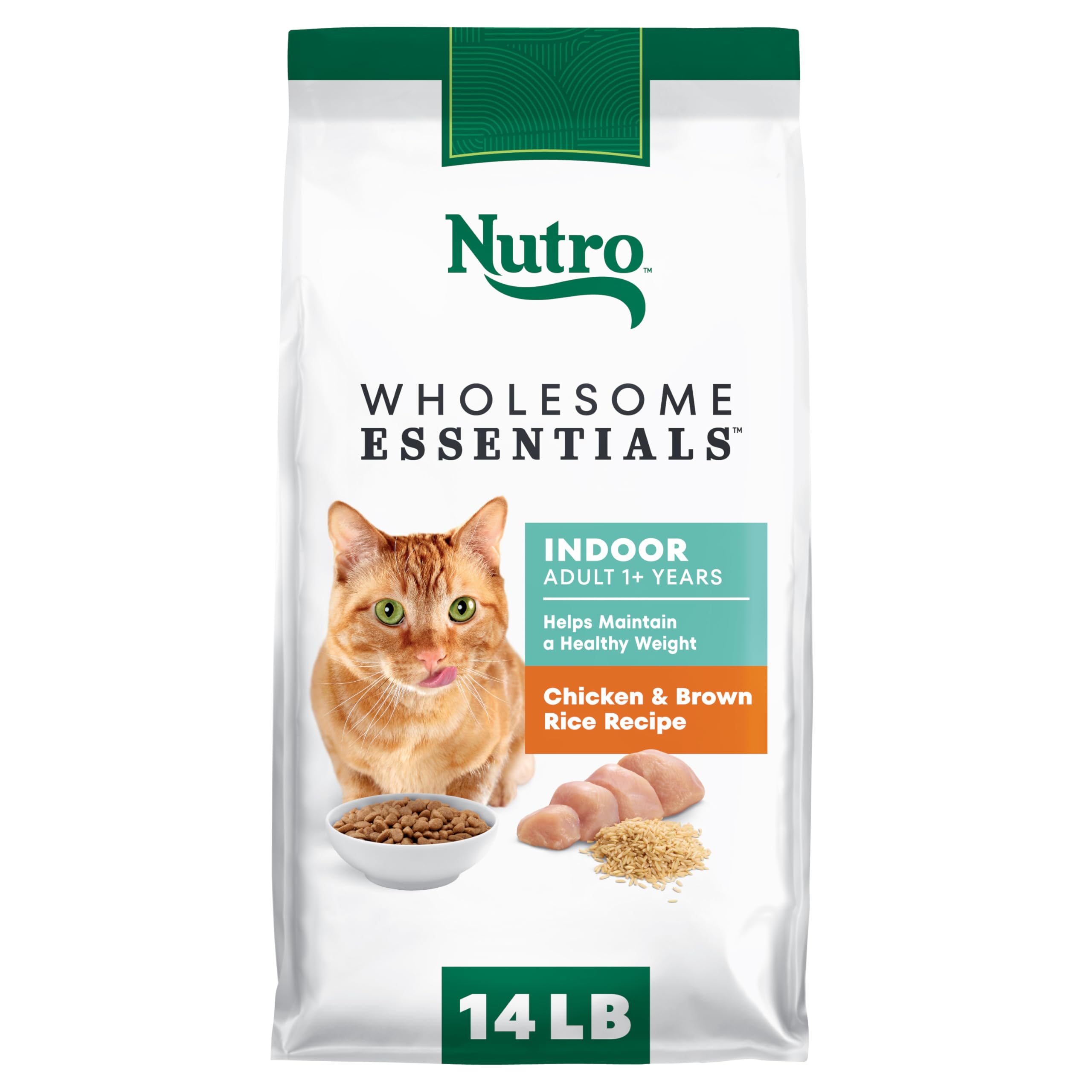 Nutro Wholesome Essentials Indoor Dry Cat Food, Chicken & Brown Rice Recipe, 14 lb. Bag