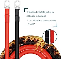 Vista 4 de Cables de batería de 8 AWG con terminales, 2 cables de batería de cobre