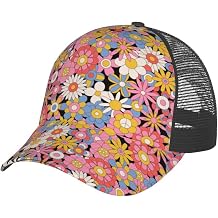 Seamless Figure of Flower Decoration Baseball Cap Adjustable for Men Women Breathable Mesh Back Baseball Caps Casual Outdoor Hat Trucker Hat