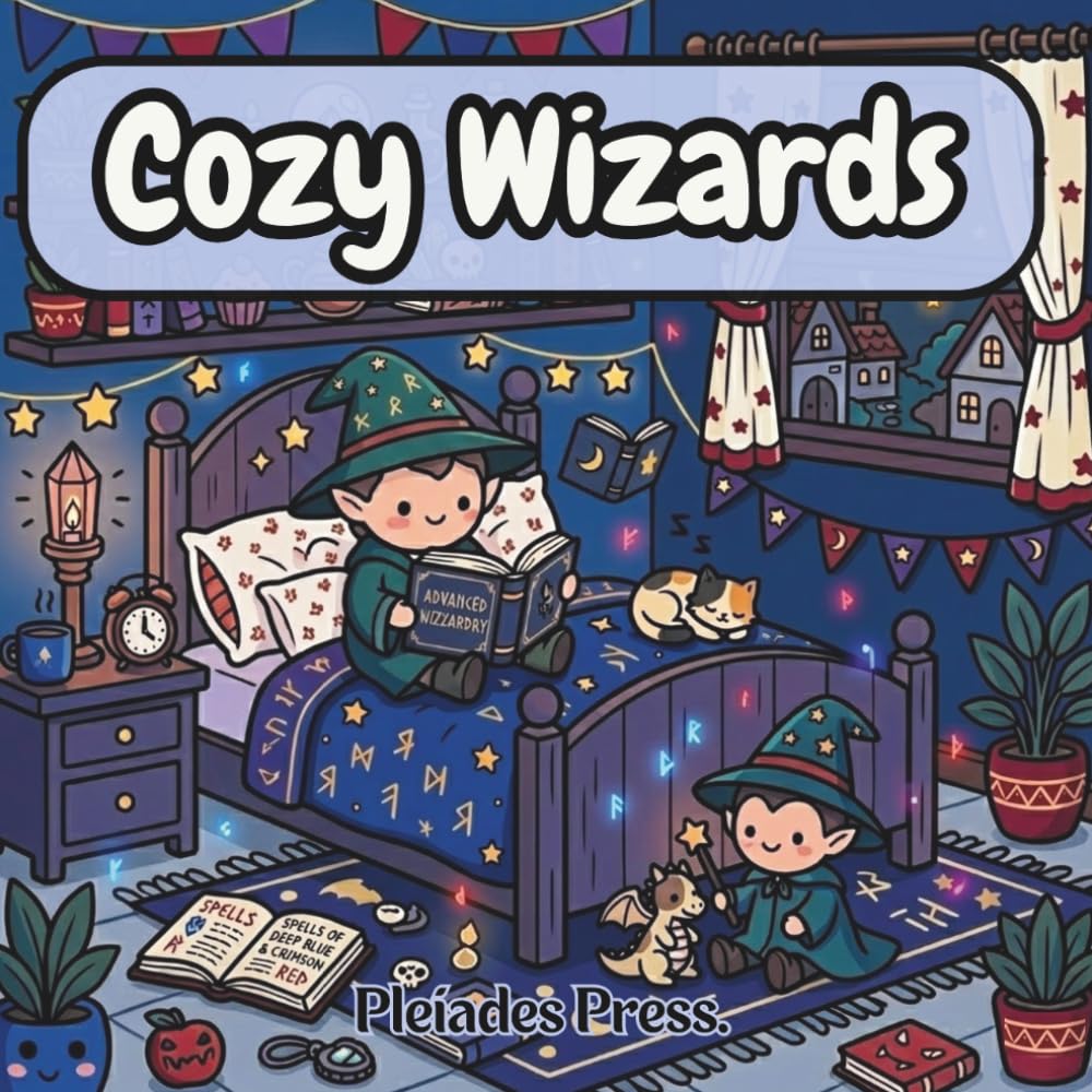 Cozy Wizards: A Cute and Relaxing Coloring Book for Adults and Teens Featuring Cozy Fantasy Scenes and Adorable Wizards (Cozy Creatures)