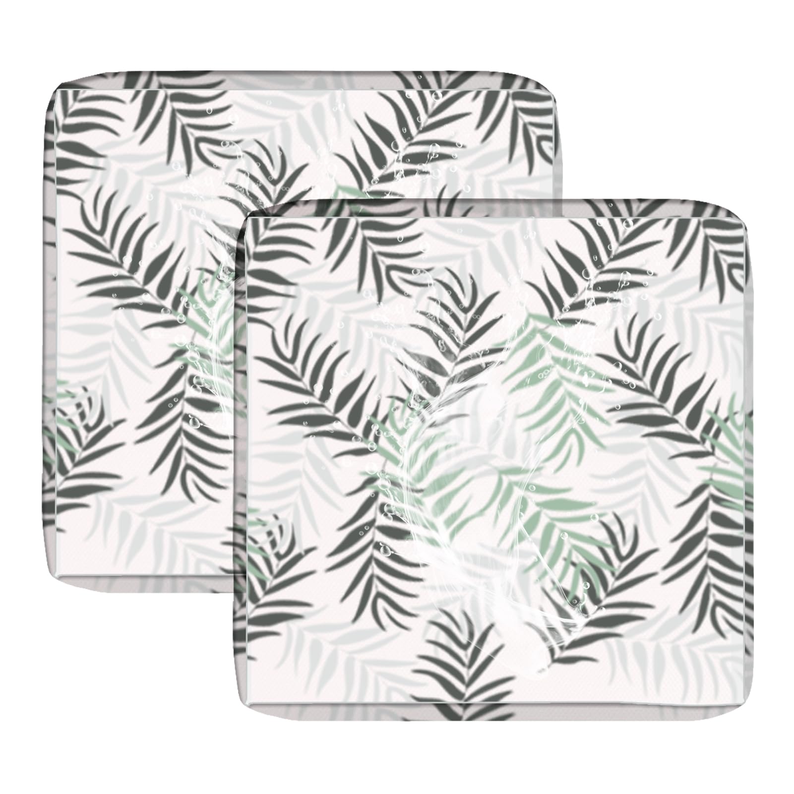 BXFUL Outdoor Patio Sofa Cushion Cover, Waterproof Stretch Replacement Seat Cushion Cover for Outdoor Furniture Garden Backyard with Zipper, Washable Furniture Cover (Gray Leaves,60x60cm(Pack of 2))