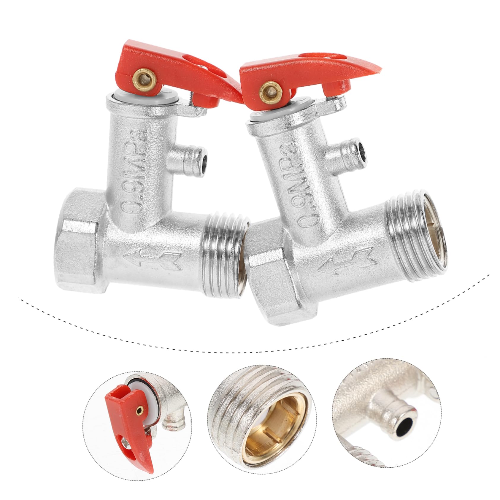 Healeved 2 Stück Kupfer Druckminderungsventile 1/2 Zoll Sicherheitsventil für Warmwasserbereiter mit Überdruckentlastung Langlebig und Bruchsicher