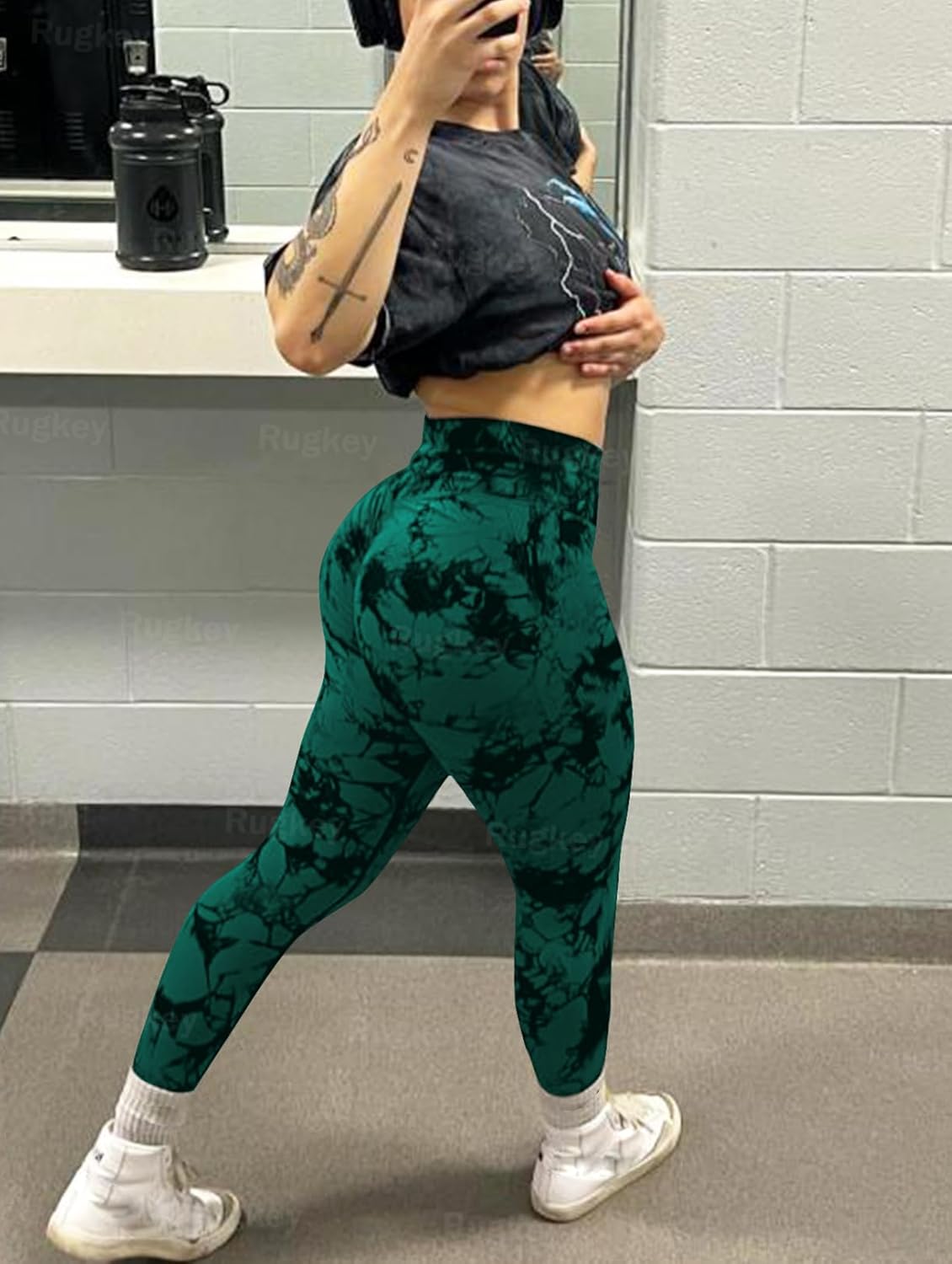 Rugkey Scrunch Butt Lift Leggings for Women Tie Dye High Waist Seamless Workout Yoga Pants Ruched Booty Compression Tights - Image 4