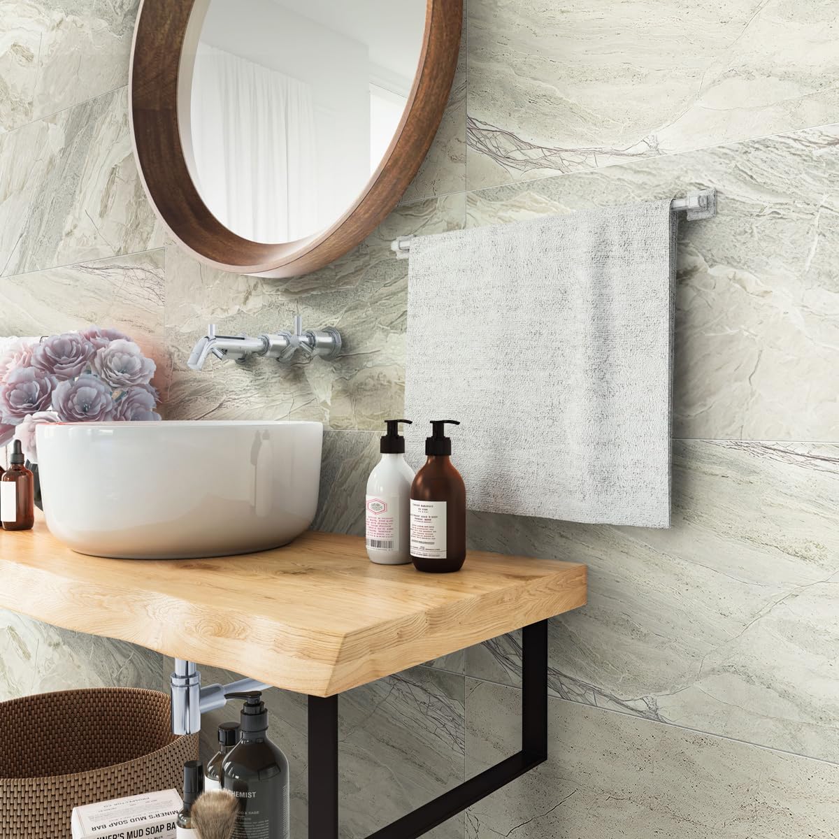 11.81 in. x 23.62 in. Matte Beige Porcelain Rectangular Wall and Floor Tile Sample Swatch