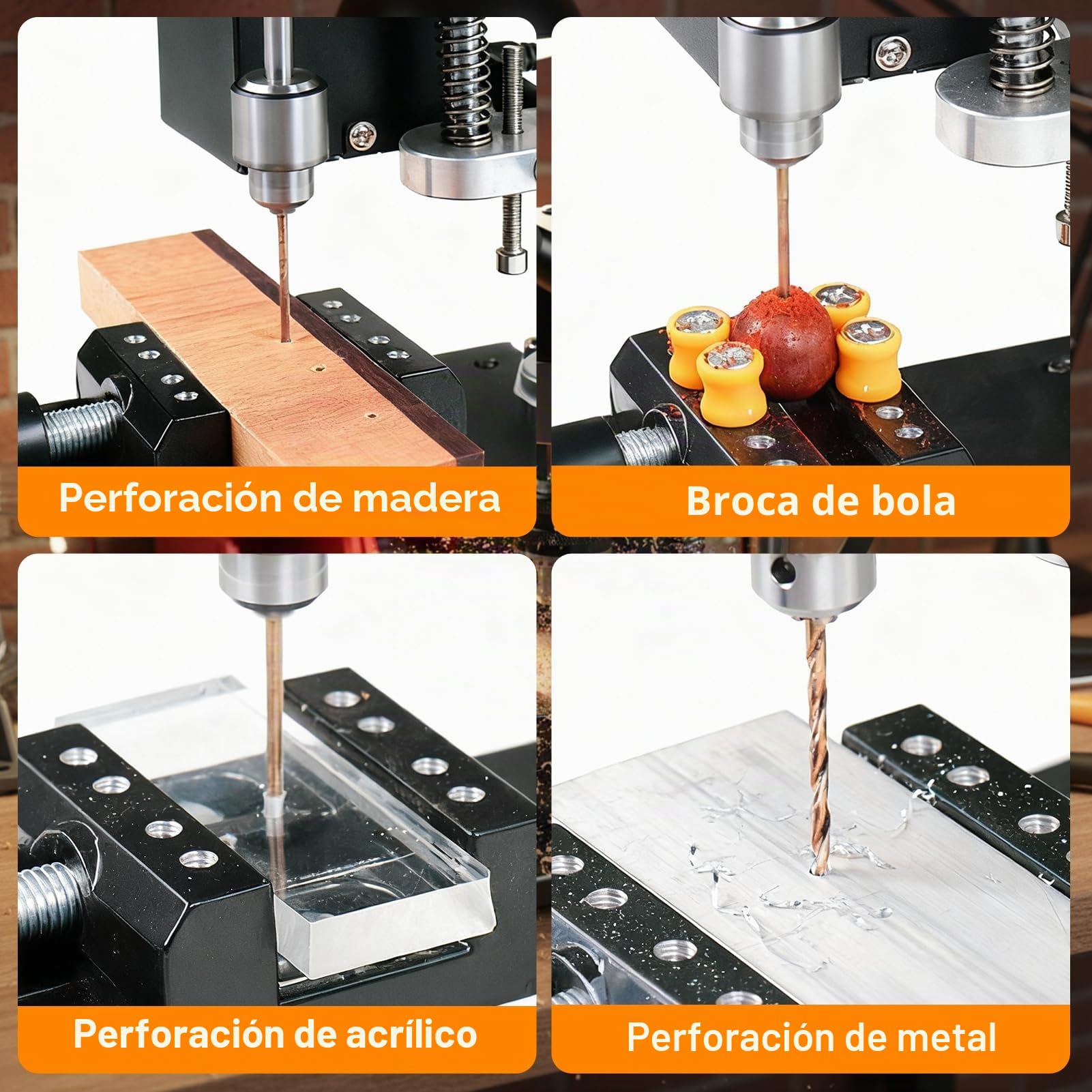 Mini Taladro De Banco, 200W Taladro De Columna EléCtrico Taladros Vertical, 4000rpm 7 Velocidades Mini Mesa De Prensa Taladro Para Taladrado Directo De Metal, Madera, Ajuste Altura De 50mm