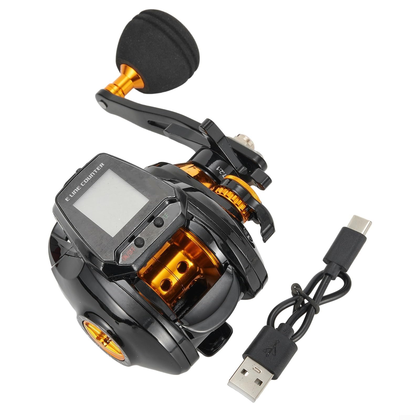 Carrete de cebo de pesca eléctrico con pantalla digital: carrete de cebo recargable, relación de engranaje 6.3:1