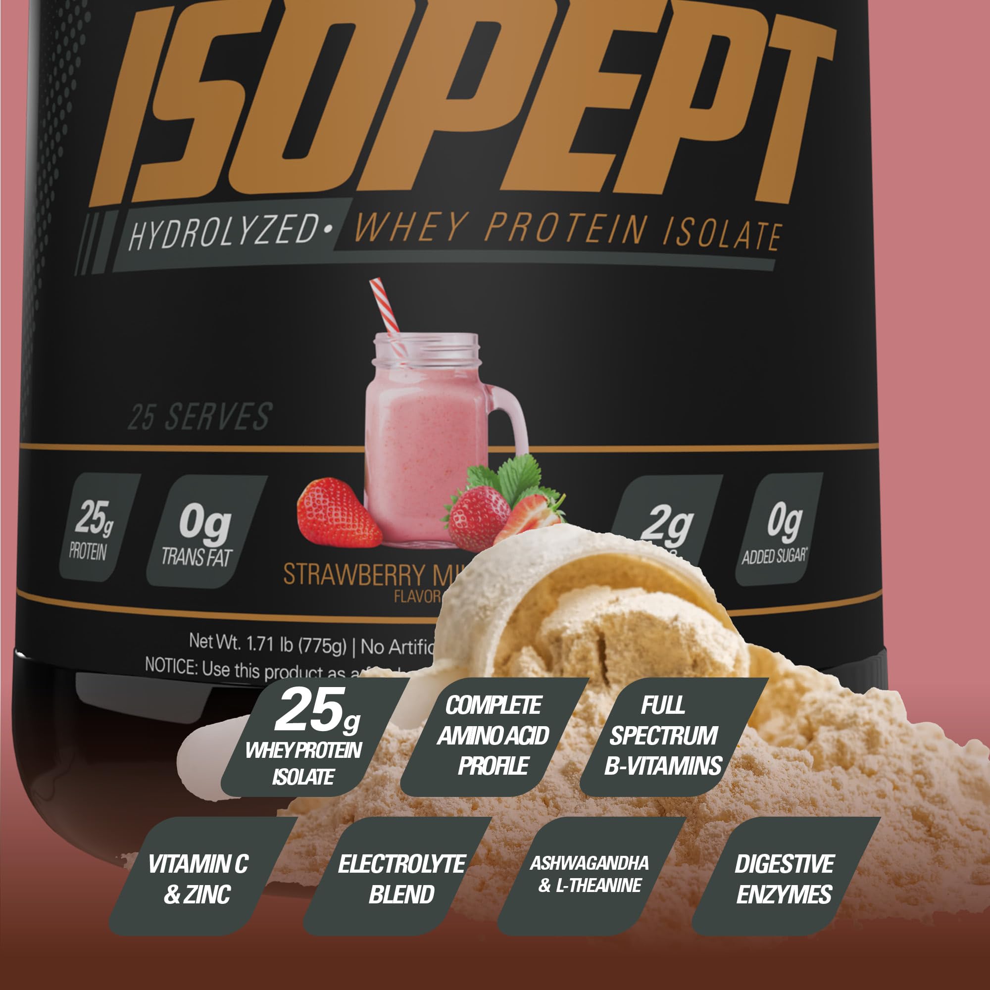 IsoPept Hydrolyzed Whey Protein Powder by EHPlabs - 100% Whey Protein Isolate & Hydrolysate, 27g of Protein, Non-GMO, Gluten Free, Fast Absorbing, Easy Digesting, 27 Serves (Peanut Butter Cups)