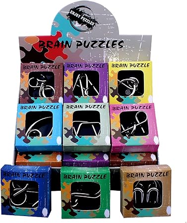 AHYUAN 24 Pack Metal Brain Teaser Puzzles IQ Wire Metal Puzzles with Paper Box Gift Package Fidget Toys Educational Puzzle Games Toys Magic Trick Toy Party Favors for Kids Adults Challenge