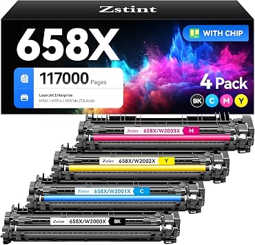 658X High-yield Toner Cartridge Set 4-Pack Replacement for HP 658X 658A W2000X W2001X W2002X W2003X Compatible with HP Color LaserJet Enterprise M751dn M751n M751 Printer Ink Black Cyan Magenta Yellow