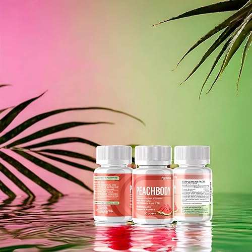 Miniatura 5 de Peachlife Supositorios vaginales probióticos con sabor a sandía y perfumados  con aloe vera y 11 cepas para el equilibrio del pH, soporte Peachbody