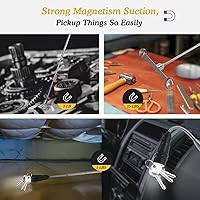 Vista 4 de Housolution Linterna magnética flexible de 360°, herramienta de recogida magnética telescópica de 32 pulgadas, regalo para hombres, barra magnética