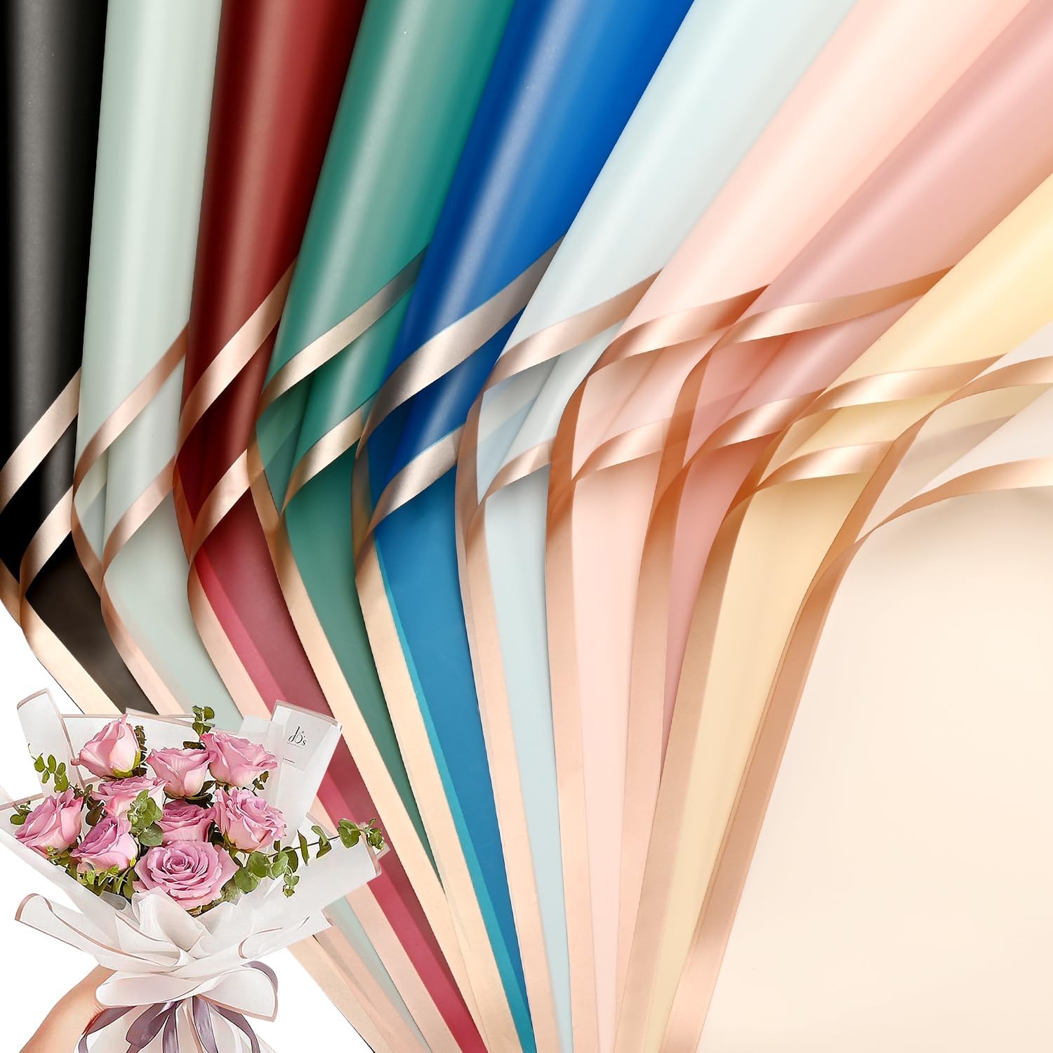 30 Sheets 10colors Flower Bouquet Wrapping Paper，Florist Supplies Waterproof Floral Bouquet Wrapping Paper Bouquet Accessorie，Flower Shop Packaging Pape for DIY Gift Wedding Birthday