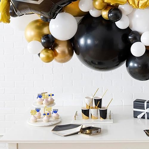 Miniatura 5 de Paquete de 30 adornos para cupcakes de graduación 2025 con purpurina para la clase superior de 2025, decoración para pasteles, diploma de magdalenas