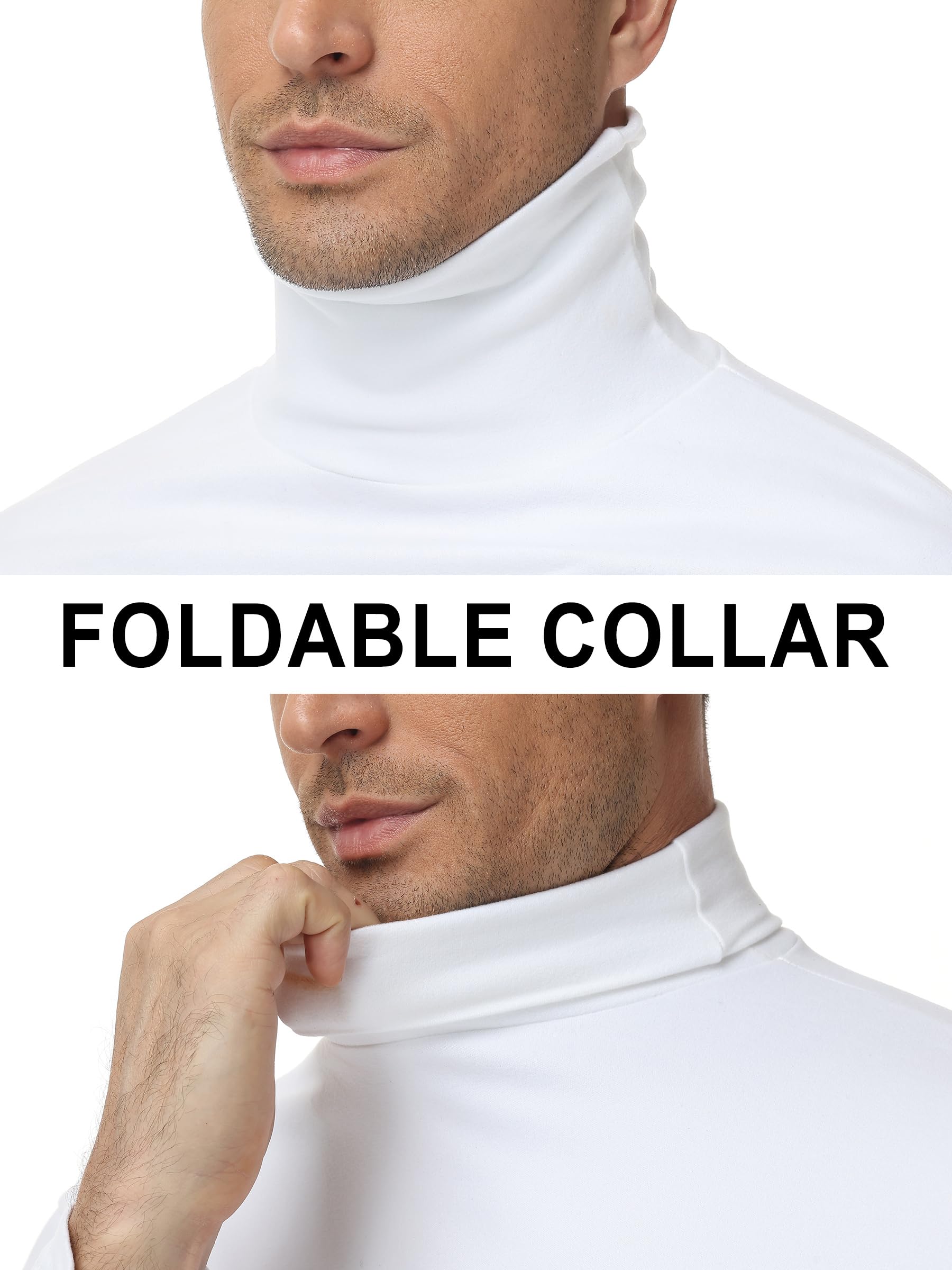 Maglia termica da uomo a collo alto, a maniche lunghe, strato di base, girocollo, in morbido pile come tessuto