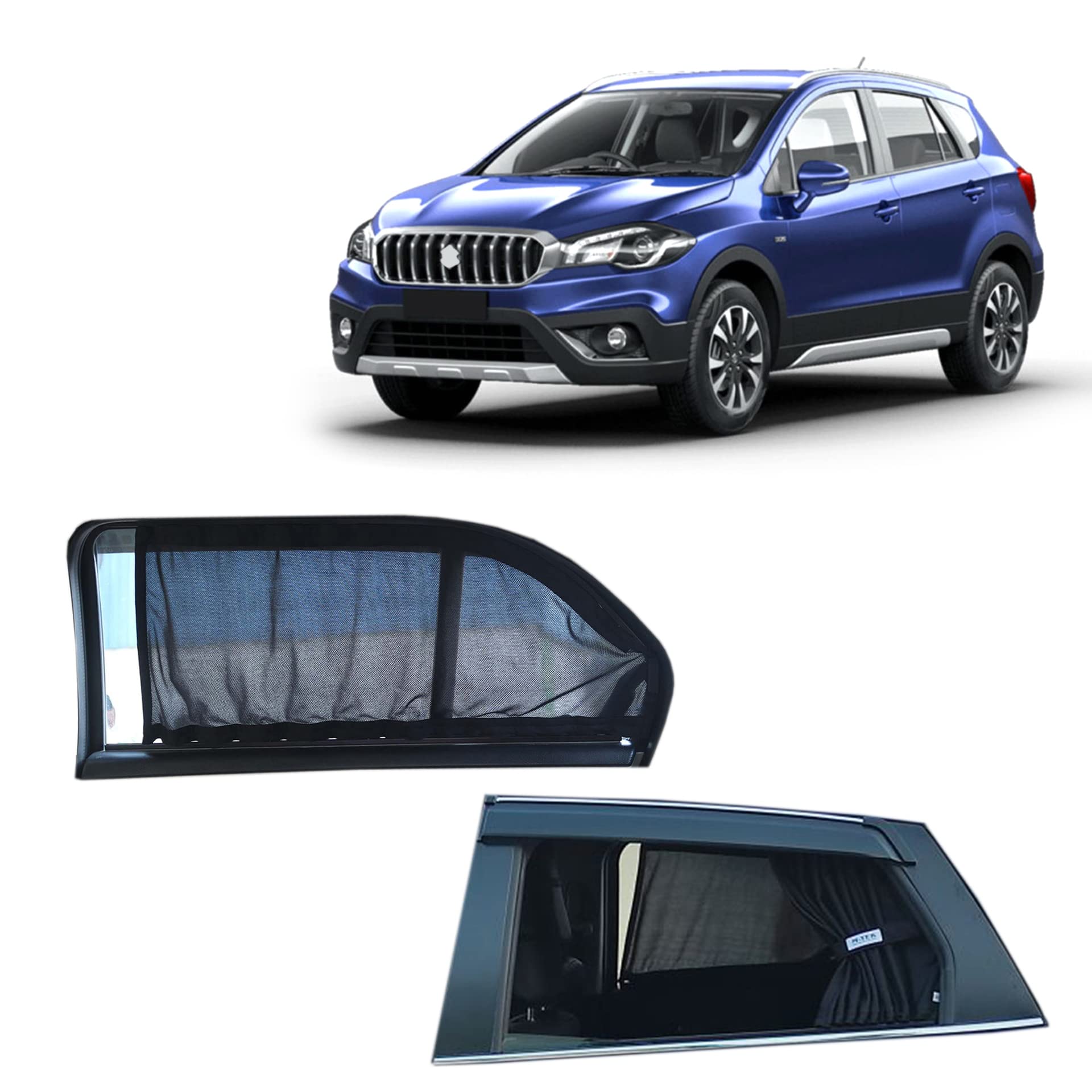 M-TEK Car Window Curtains Compatible with SCROSS| Sun Shades| Folding car Curtains| DIY Curtain Fitment| Drill Free Curtains