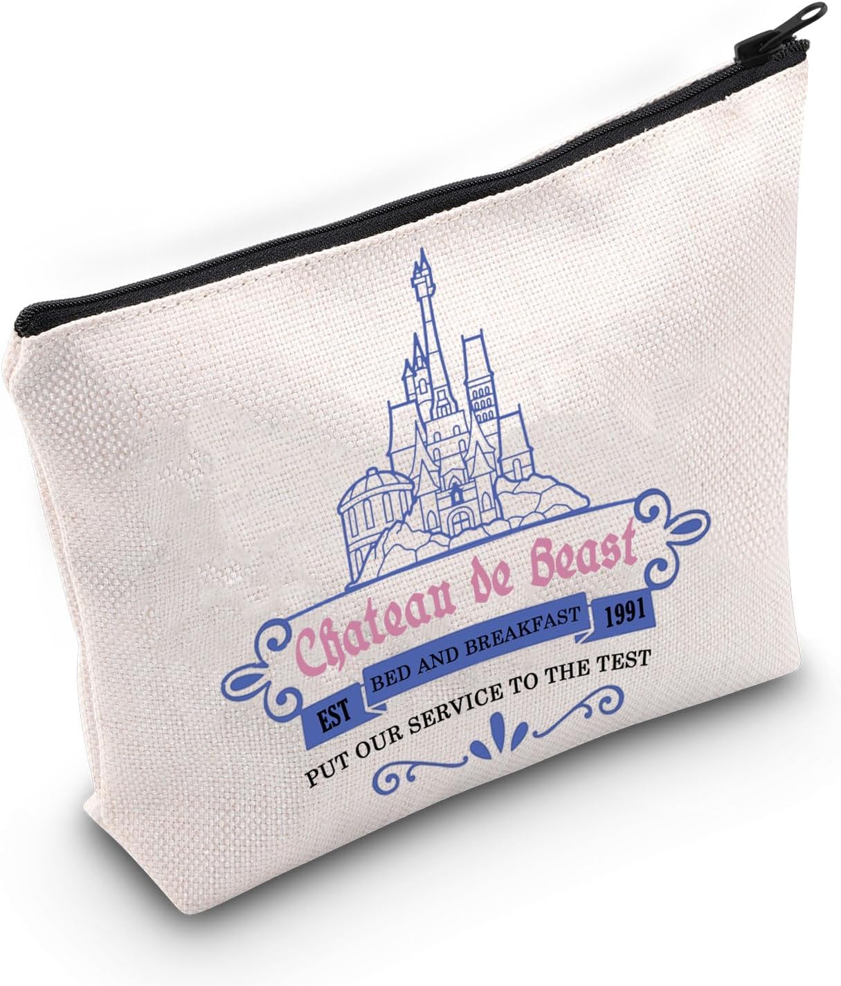 PWHAOO Beauty Fairy Movie Inspired Gift Chateau de Beast Bed and Breakfast Makeup Bag Beauty Story Theme Cosmetic Bag Beauty Movie Merchandise (Beast Bed and Breakfast M), Beast Bed and Breakfast M