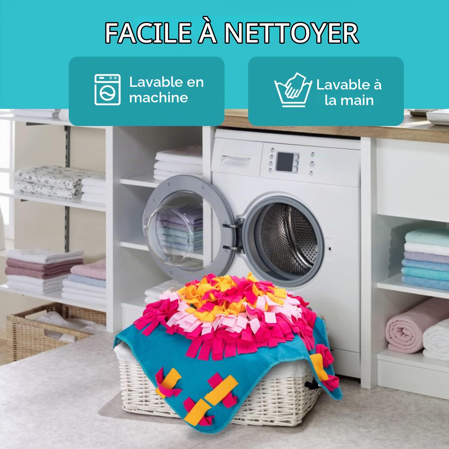 Nobleza 70 * 70cm Tapis Fouille Chien Snuffle Mat, Alimentation Lente Jouet Reniflant Couverture Pliable, Durable, Lavable