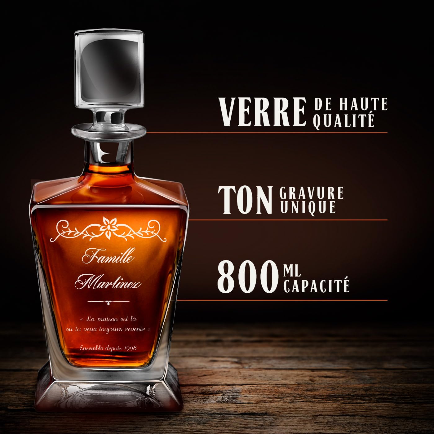 Maverton Carafe et 6 verres à whiskey avec gravure