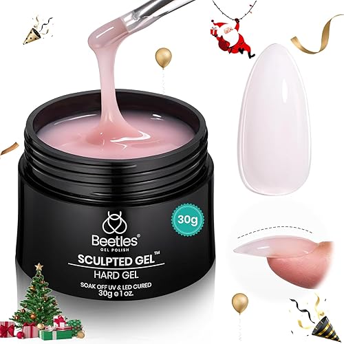 beetles Gel Polish - Gel duro para fortalecer de uñas, escultura de uñas, reparación de uñas rotas, gel esculpidor de color rosa piel, 1.06 onzas
