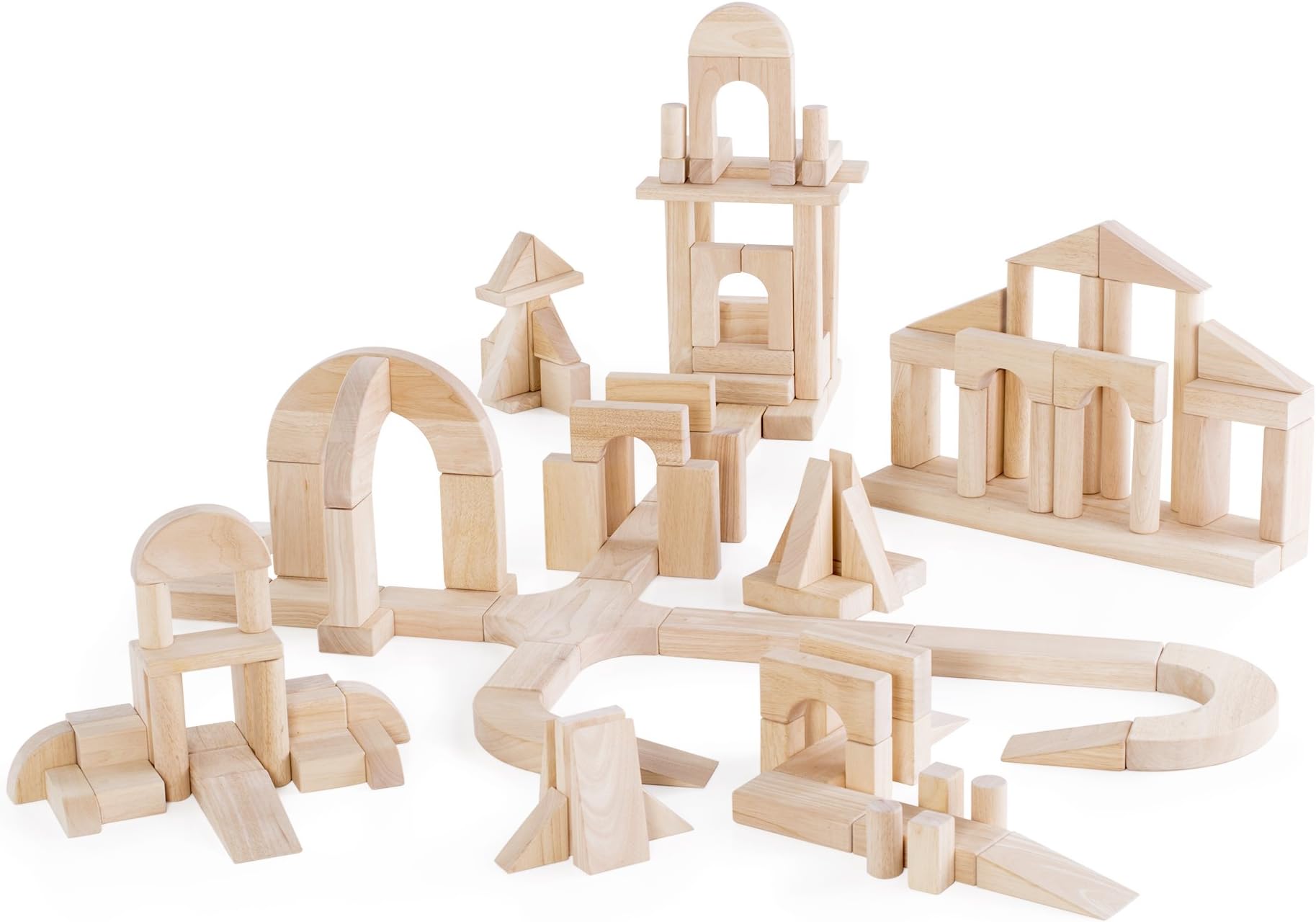 GuidecraftUnit Blocks Set D – 135 Piece Set: STEM Educational Creative Construction Toy for Toddlers, Wooden Block Play Building Set