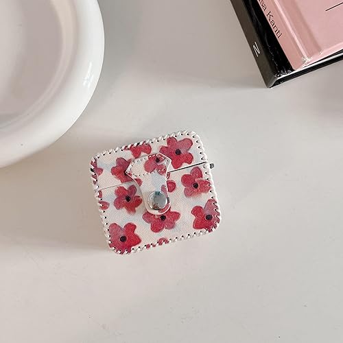 Miniatura 3 de Compatible con AirPods 3 2021, funda de cuero con patrón de flores rojas de primera calidad, accesorios para AirPods de 3 generación 2021 para