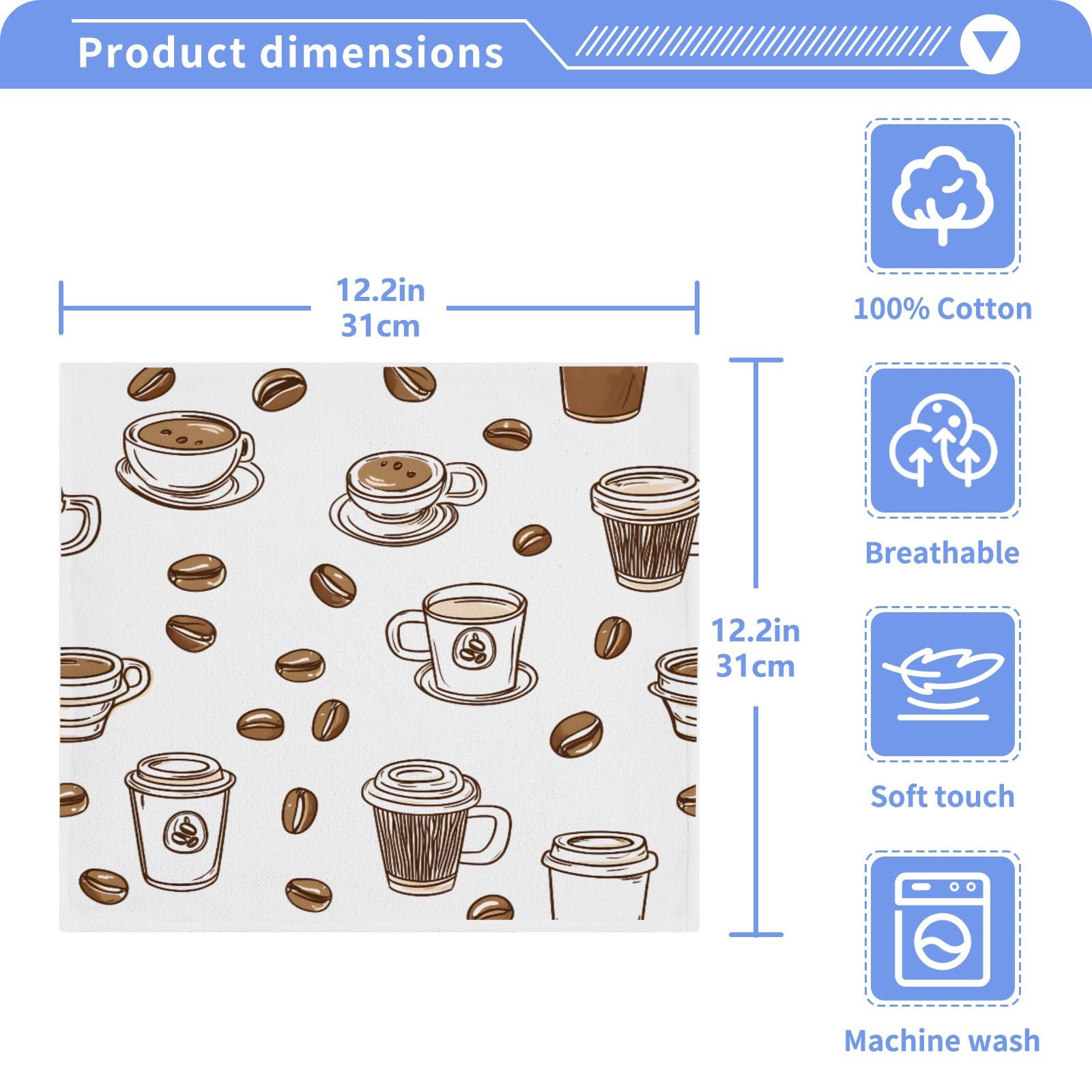 ALAZA Wash Cloth Set 100% Cotton Fingertip Towels Face Cloths Sets Coffee Highly Absorbent Soft Feel Set of 2