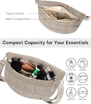 Quilted Crossbody Bags for Women, Stylish Puffer Shoulder Purse
