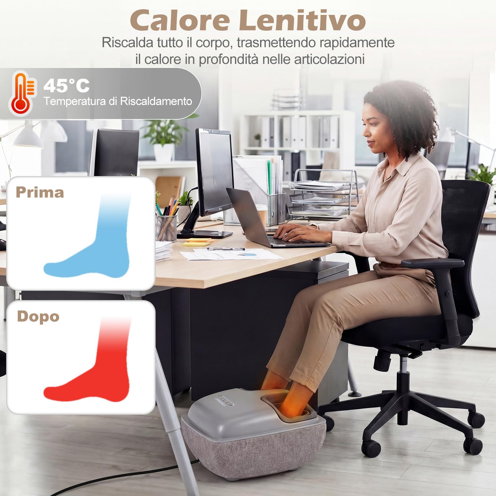 COSTWAY Massaggiatore Piedi Shiatsu con Calore e Impastamento a 3 Livelli