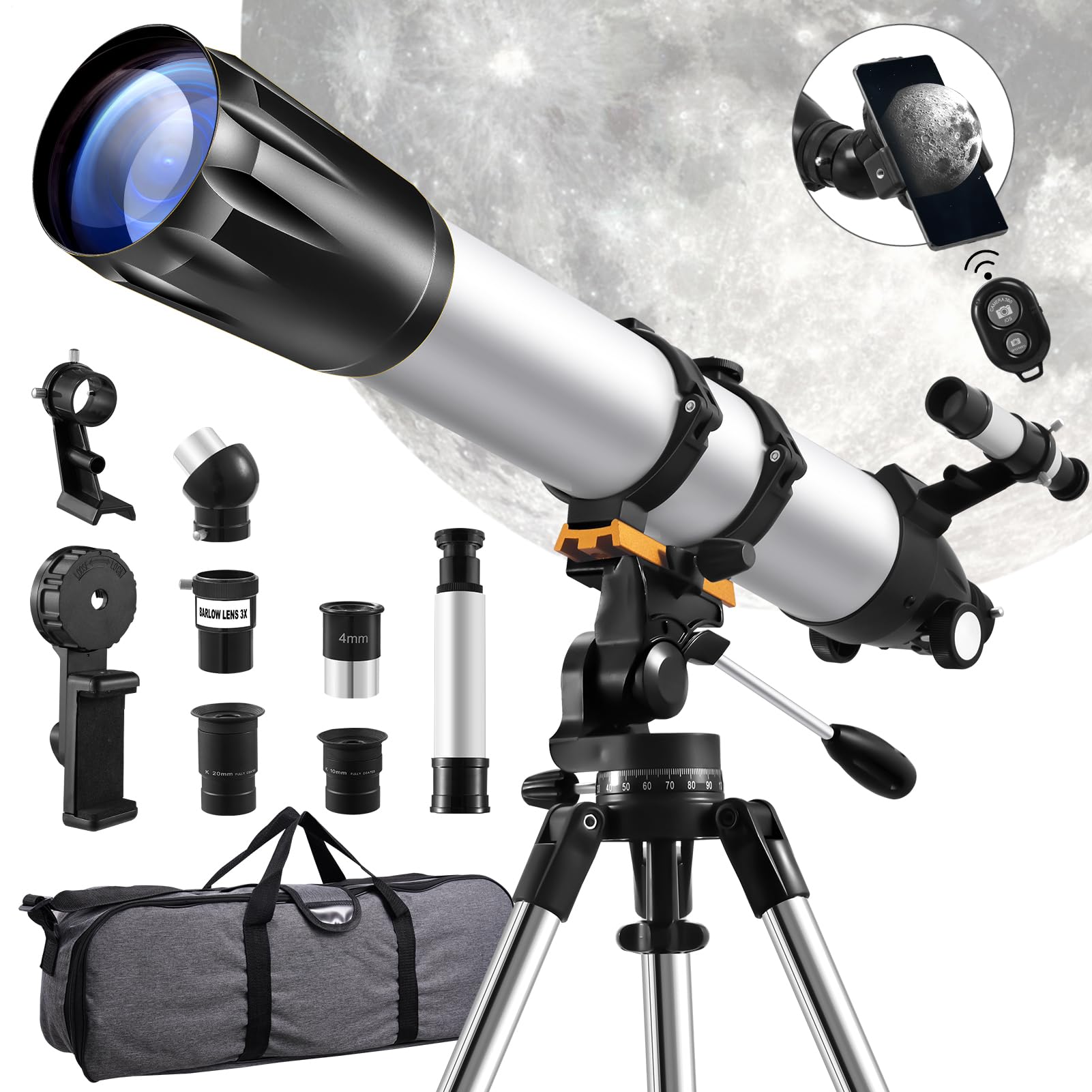 Telescopio de Alta Potencia, telescopio de Longitud Focal de 900 mm para niños, Aumento 36X-675X, telescopios catadióptricos portátiles para astronomía, Principiantes, observación del Planeta