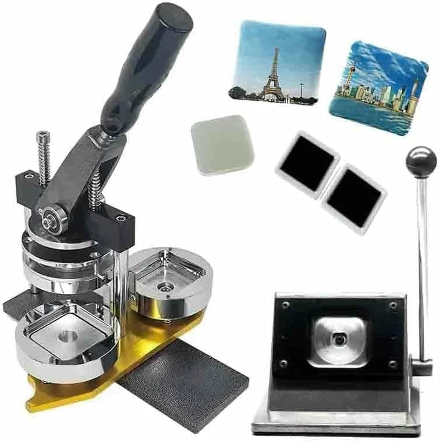 Magnetic Button -Button Manufacturing Kit, 100 Magnets and Press Machine for Easy Crafts, Ideal for Child Projects and Personalized Gifts ~