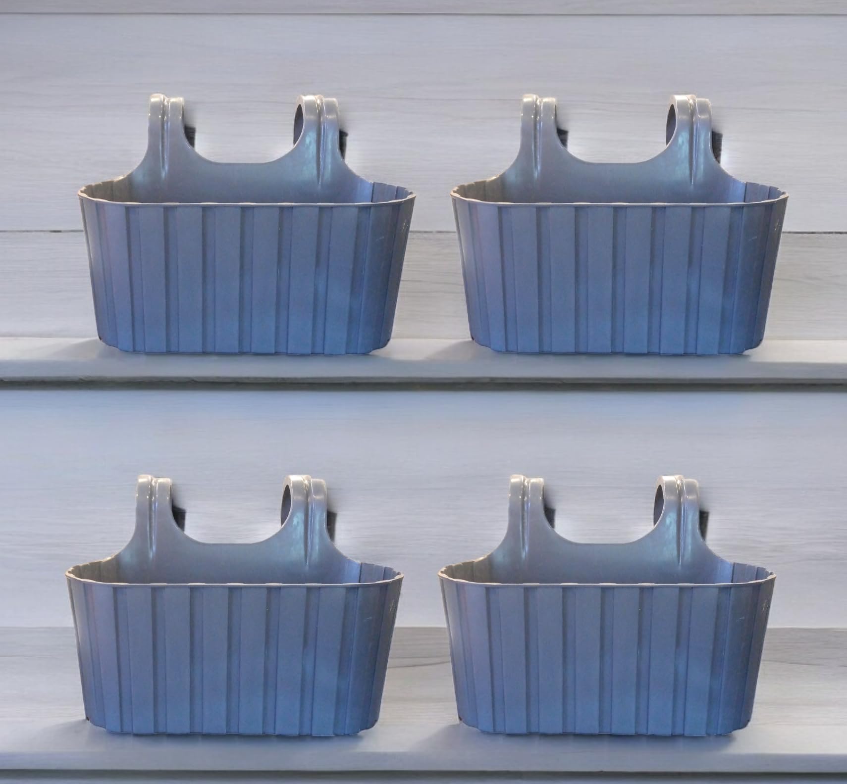 Stylbase Railing Plastic Planters for Home Balcony Garden Hanging Plant Pots Flower Pots for Home Gardening Indoor Outdoor (Grey, Pack of 4) (B0D77MX7LZ) Amazon Price History, Amazon Price Tracker