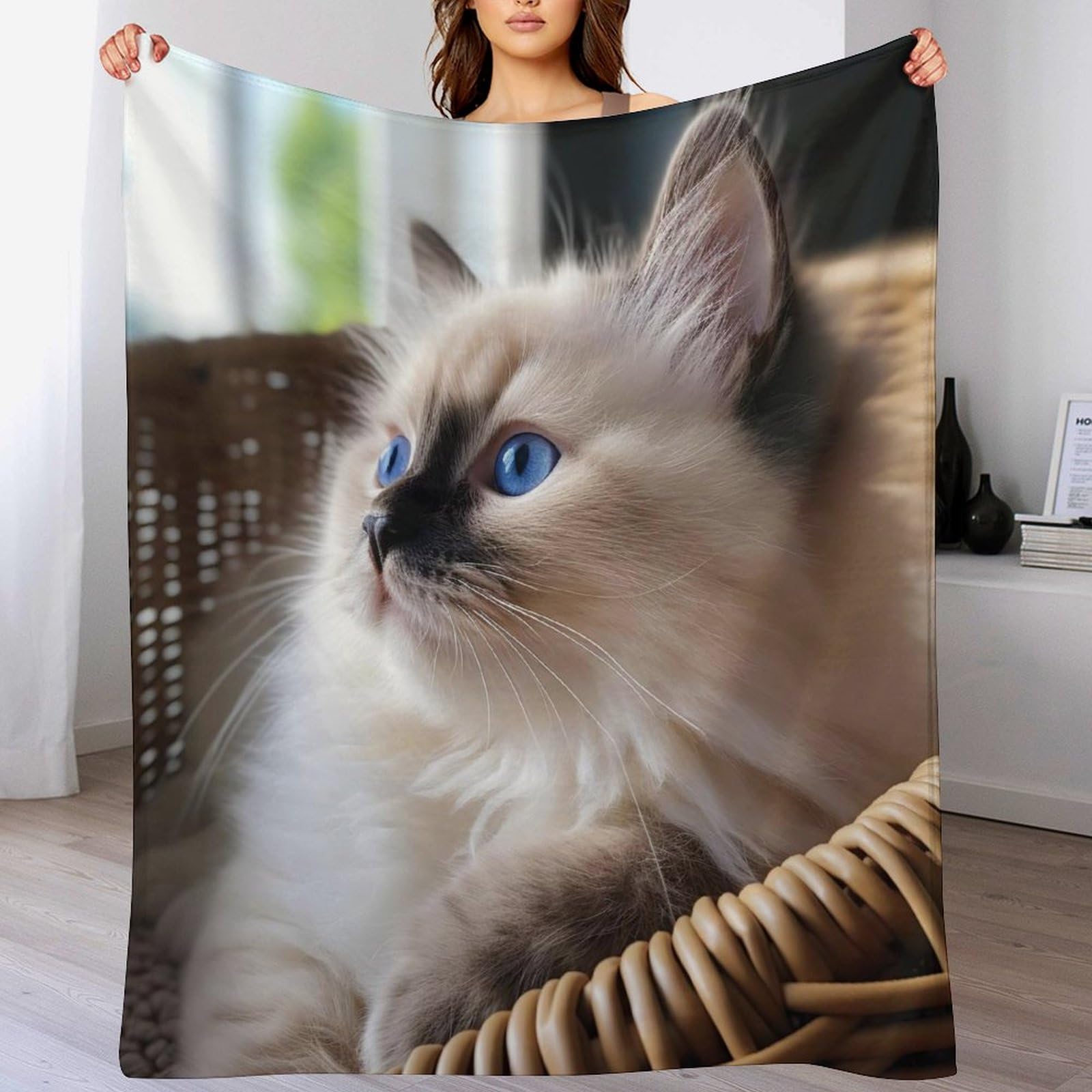 Couverture Polaire Flanelle Chat Plaid Lit Canapé 180x200cm