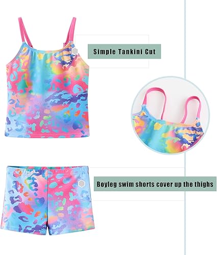 Miniatura 3 de Traje de baño tankini de dos piezas para niñas con pantalones cortos para niñas, traje de baño hawaiano de 3 a 16 años