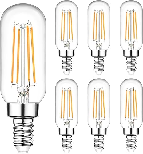 Miniatura 8 de Bombillas LED E12 equivalentes a 40 W, bombillas Edison regulables de 4 W, bombillas LED T6 blancas de luz diurna de 5000 K para lámpara de techo de